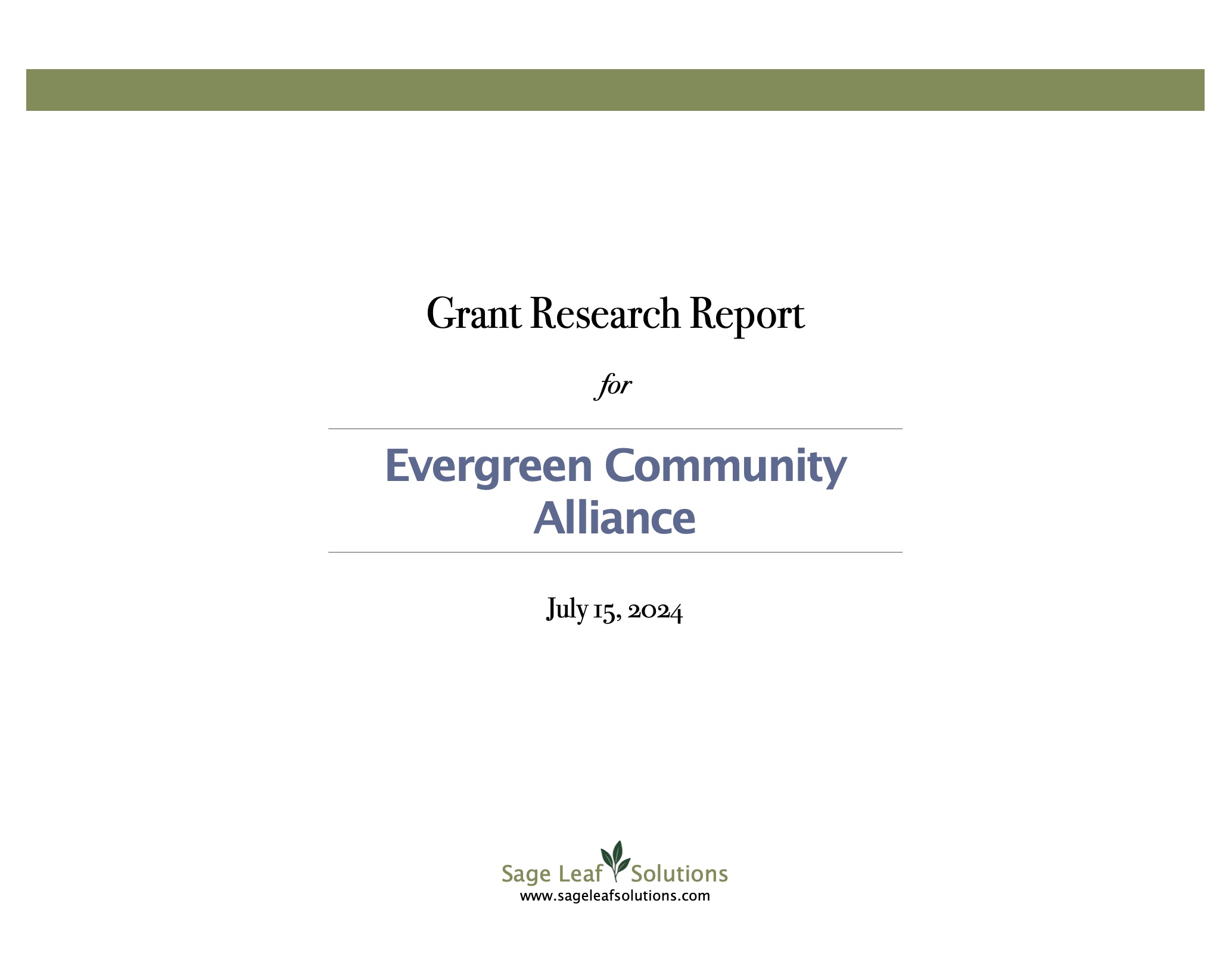 Grant Funder Research Report Excerpt